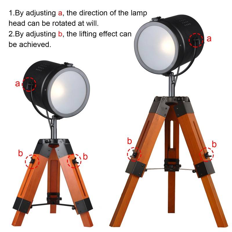 Lampada da tavolo o da terra in legno con treppiede "CARPEN".