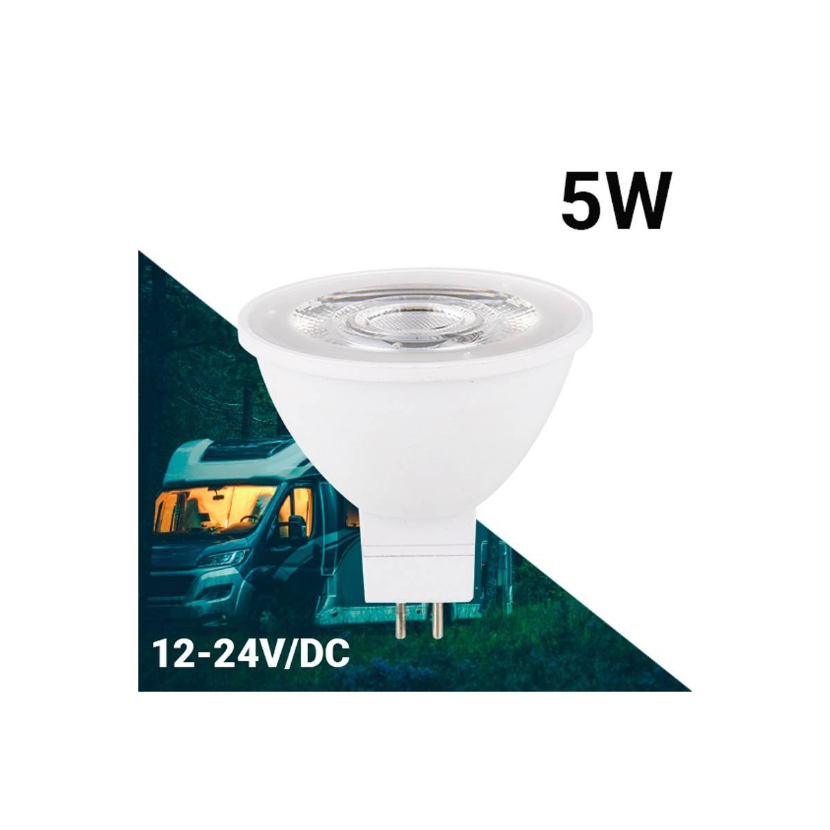 Lampadina GU5.3 LED MR16 12-24V DC 5W