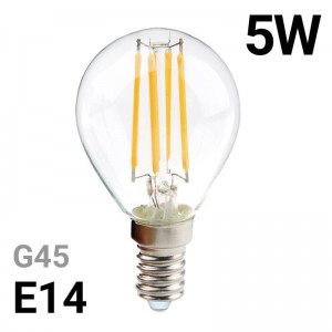 Lampadina LED a filamento sferico E14 G45 5W
