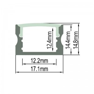 Profilo superficiale in alluminio estruso 17x15mm (Bar 2ml)