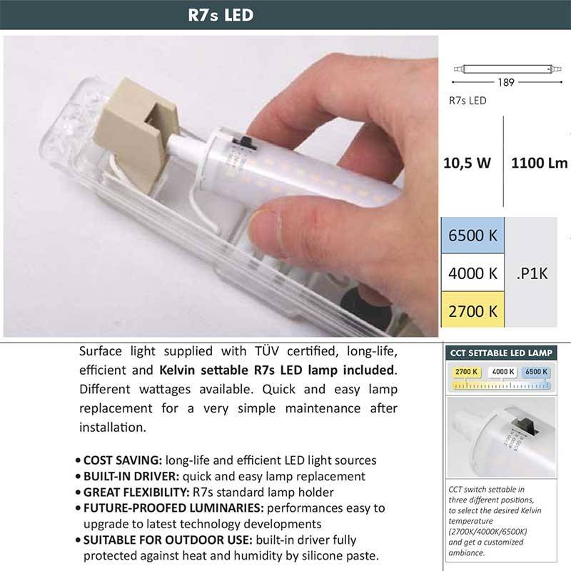 FUMAGALLI LORENZA 270 R7S 10,5W CCT faro a montaggio superficiale FUMAGALLI LORENZA 270 R7S 10,5W CCT faro a montaggio superficiale