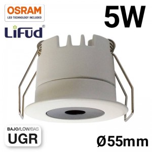 Mini proiettore da incasso LED 5W Low UGR 55x43,1mm