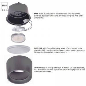 Downlight a soffitto CCT "Livia 160" FUMAGALLI - 7W - GX53 - IP55