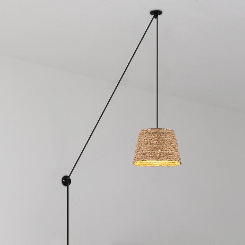 Lampada a sospensione regolabile in canapa "Moki" - E27 Lampada a sospensione regolabile in canapa "Moki" - E27