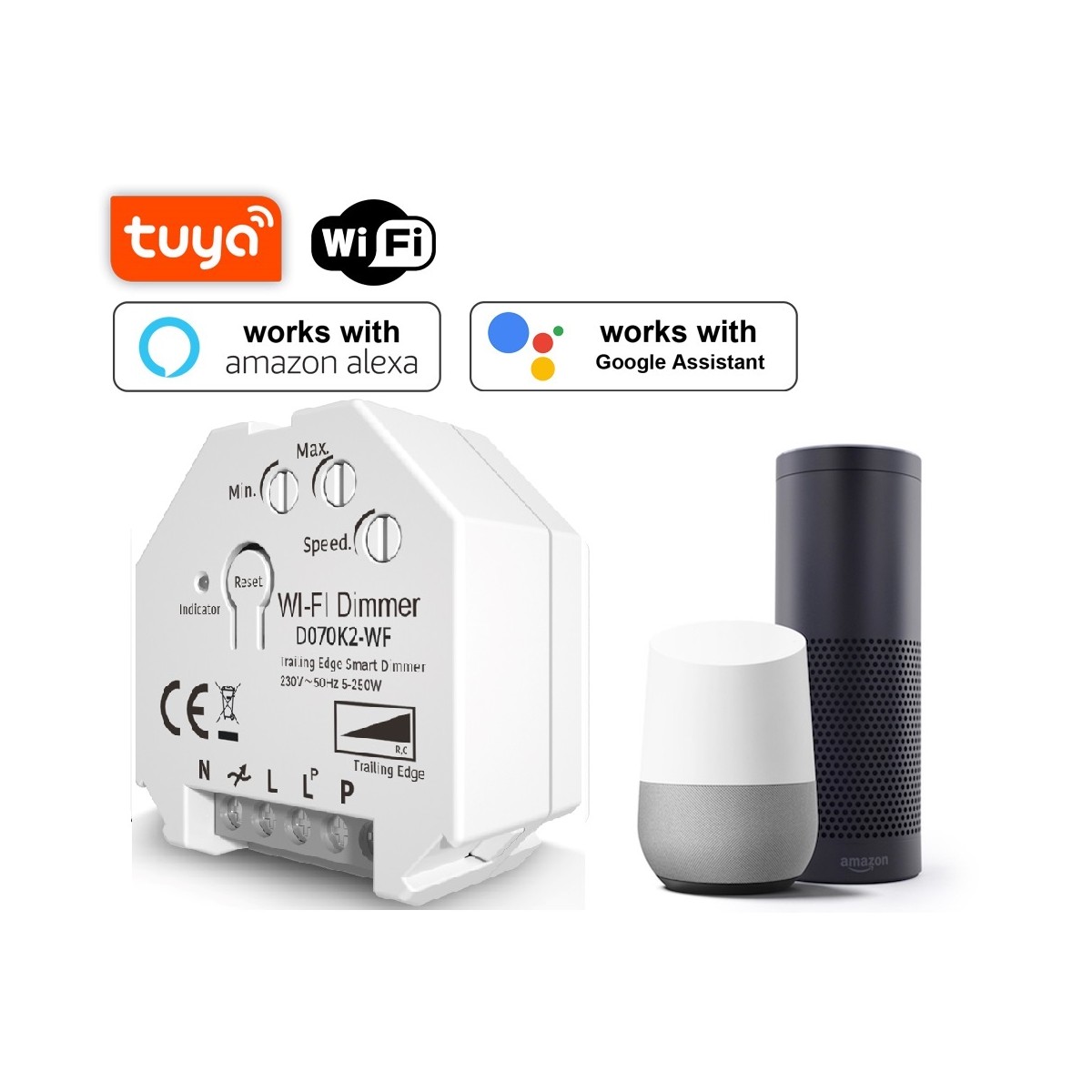 Dimmer SMART WIFI 250W Tuya APP - PUSH - Dimmer