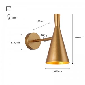 Lampada da parete regolabile per interni colore oro - stile art deco nordico