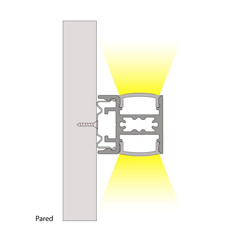 Profilo in alluminio per doppia striscia LED - 23,5x22,6 mm - Striscia ≤ 12 mm - 2 metri