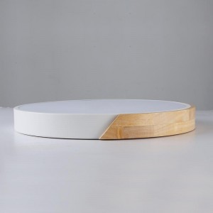 Plafoniera LED circolare 35W bianco e legno CCT ø408x50mm
