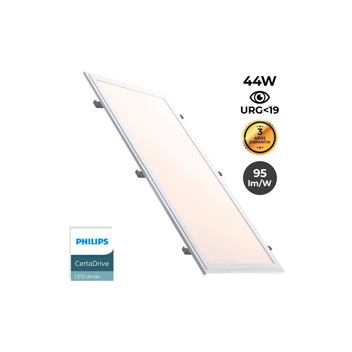 Pannello LED slim da incasso 120X30 cm - Driver Philips - 44W - UGR19 - Con KIT di montaggio