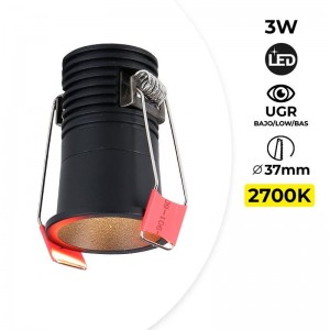 Faretto LED da incasso - Chip Cree - Basso UGR - 2700K - 3W