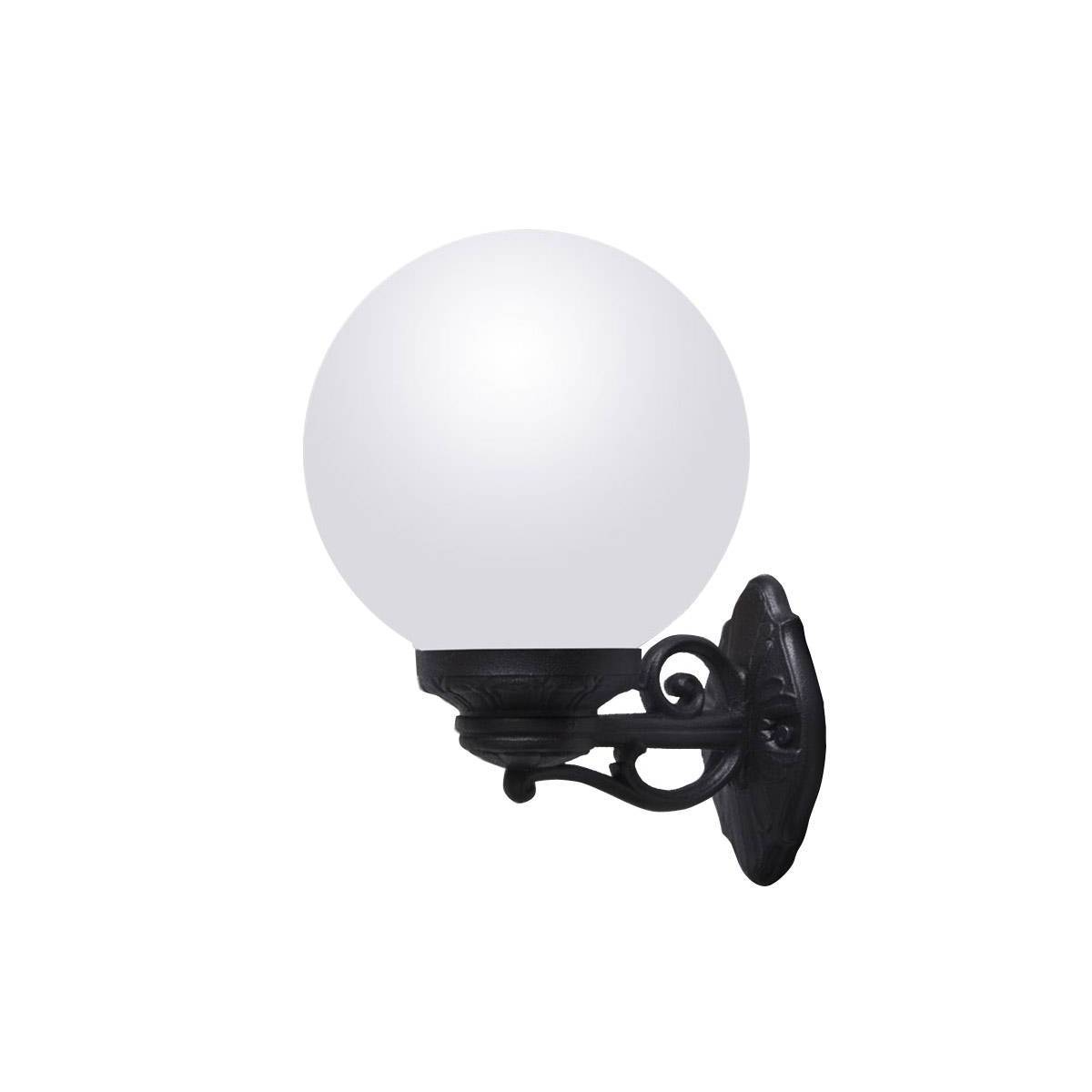 LAMPADA DA PARETE IN VETRO OPALINO FUMAGALLI BISSOG250 NERO CON PORTALAMPADA E27