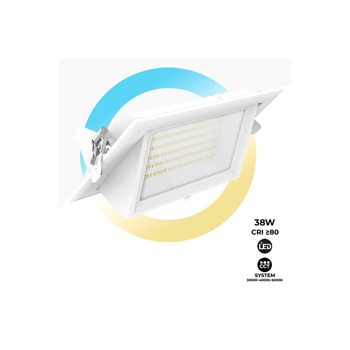 Faretto LED rettangolare orientabile - CCT 38W - Bianco - 100° Driver LIFUD
