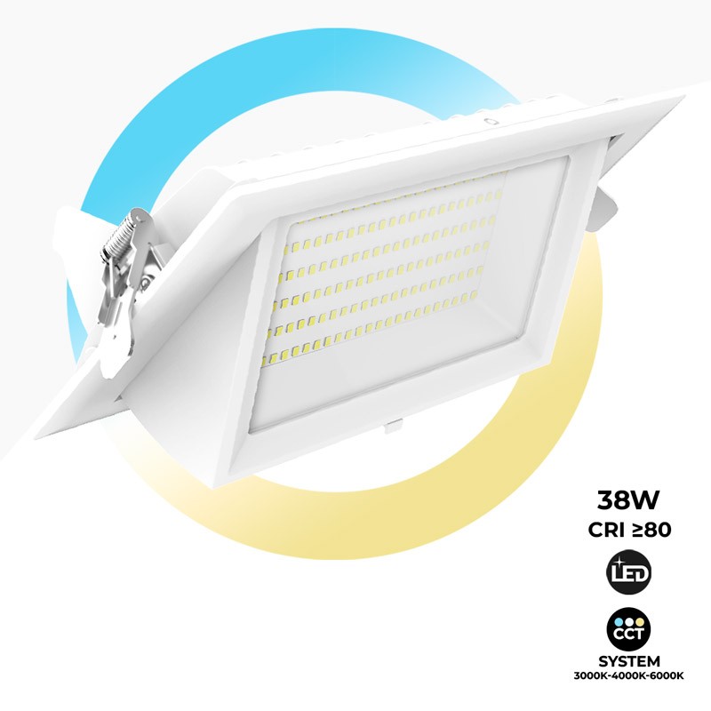 Faretto LED rettangolare orientabile - CCT 38W - Bianco - 100° Driver LIFUD