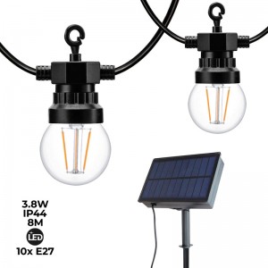 Ghirlanda LED solare con batteria 8 metri con 10 lampadine integrate