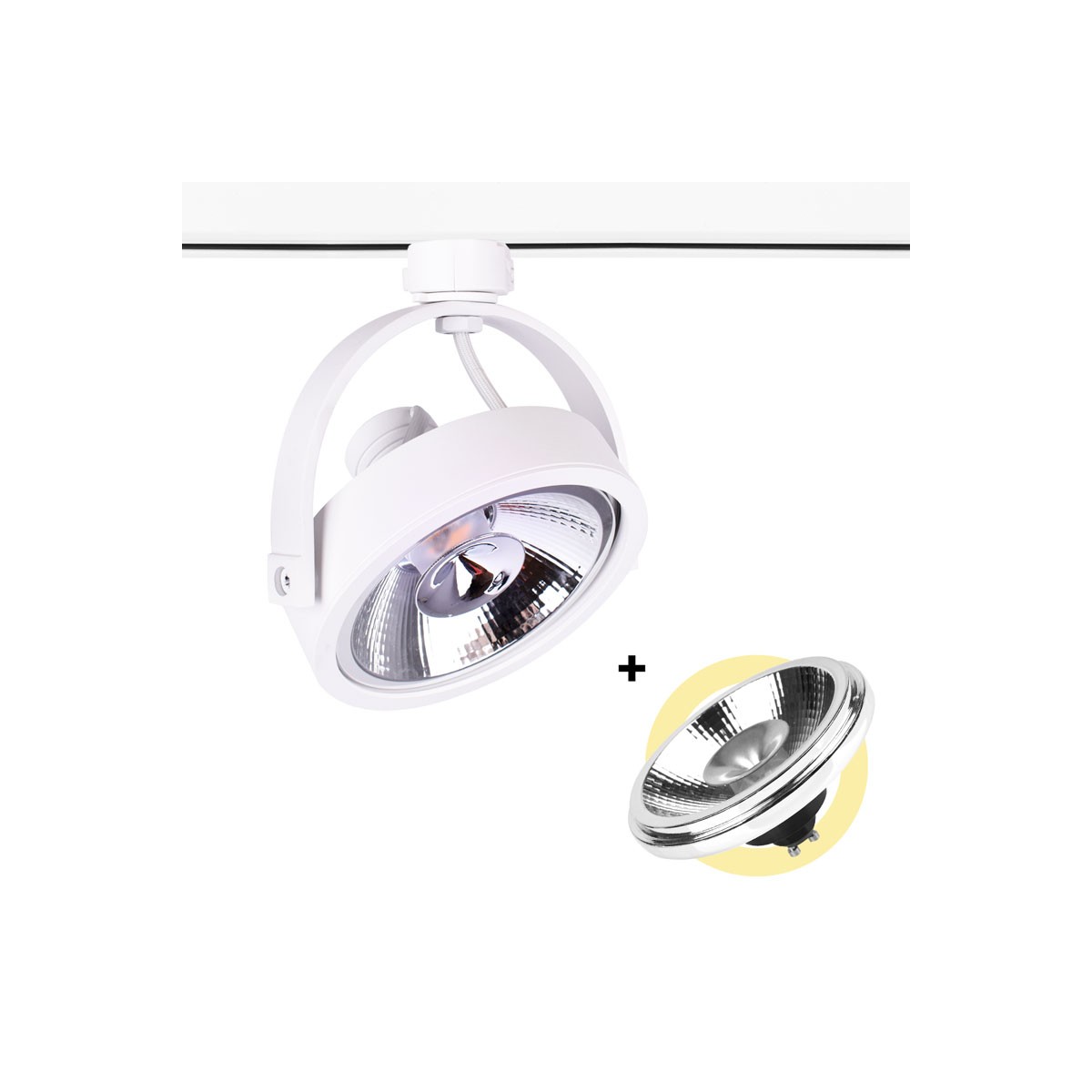 Confezione Faretto LED trifase + lampada LED AR111 GU10