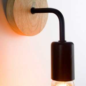 Applique in legno "Morgan" con lampada flexo in metallo