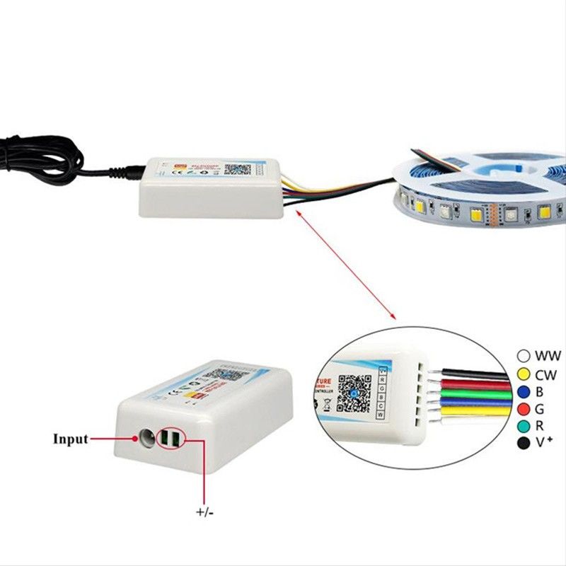 Controller LED RBG+CCT SMART WIFI con telecomando - 12-24V DC - 5 canali