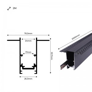 Binario magnetico incasso a scomparsa - 20mm- 48V - 2 metri