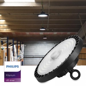 Campana LED industriale 200W con sensore di movimento - Driver Philips - Dimmerabile 1-10V - IP65