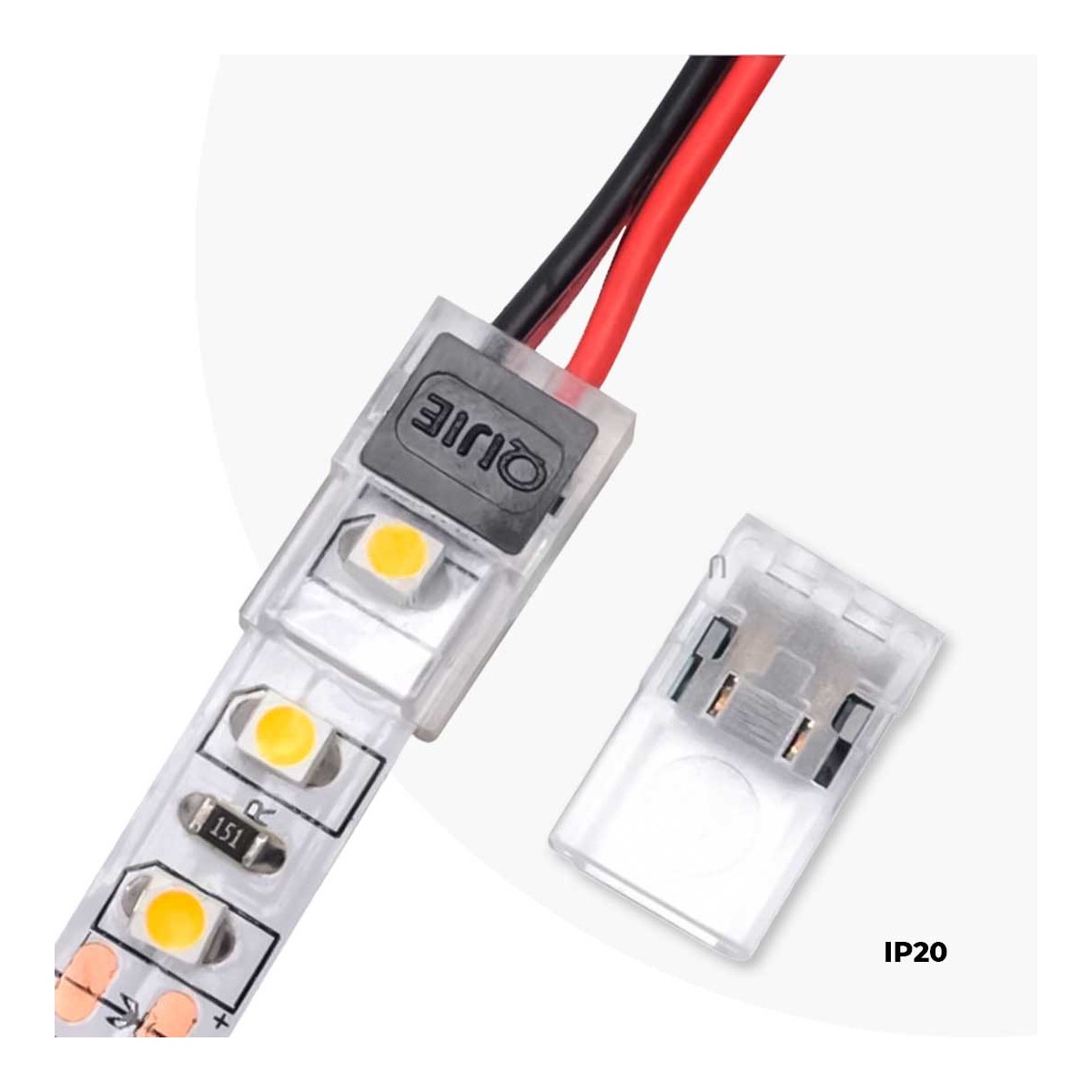 Connettore rapido CLIP 2 pin - Striscia LED a cavo PCB 8mm IP20 - max 24V