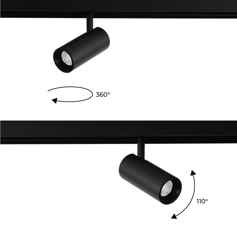 Faretto LED a binario magnetico 48V - 6W - Nero Faretto LED a binario magnetico 48V - 6W - Nero