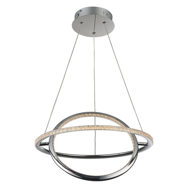 SIRKLER LAMPADA A SOSPENSIONE IN STILE NORDICO EFFETTO QUARZO 28W, FINITURA NICHEL-CROMO 4000K