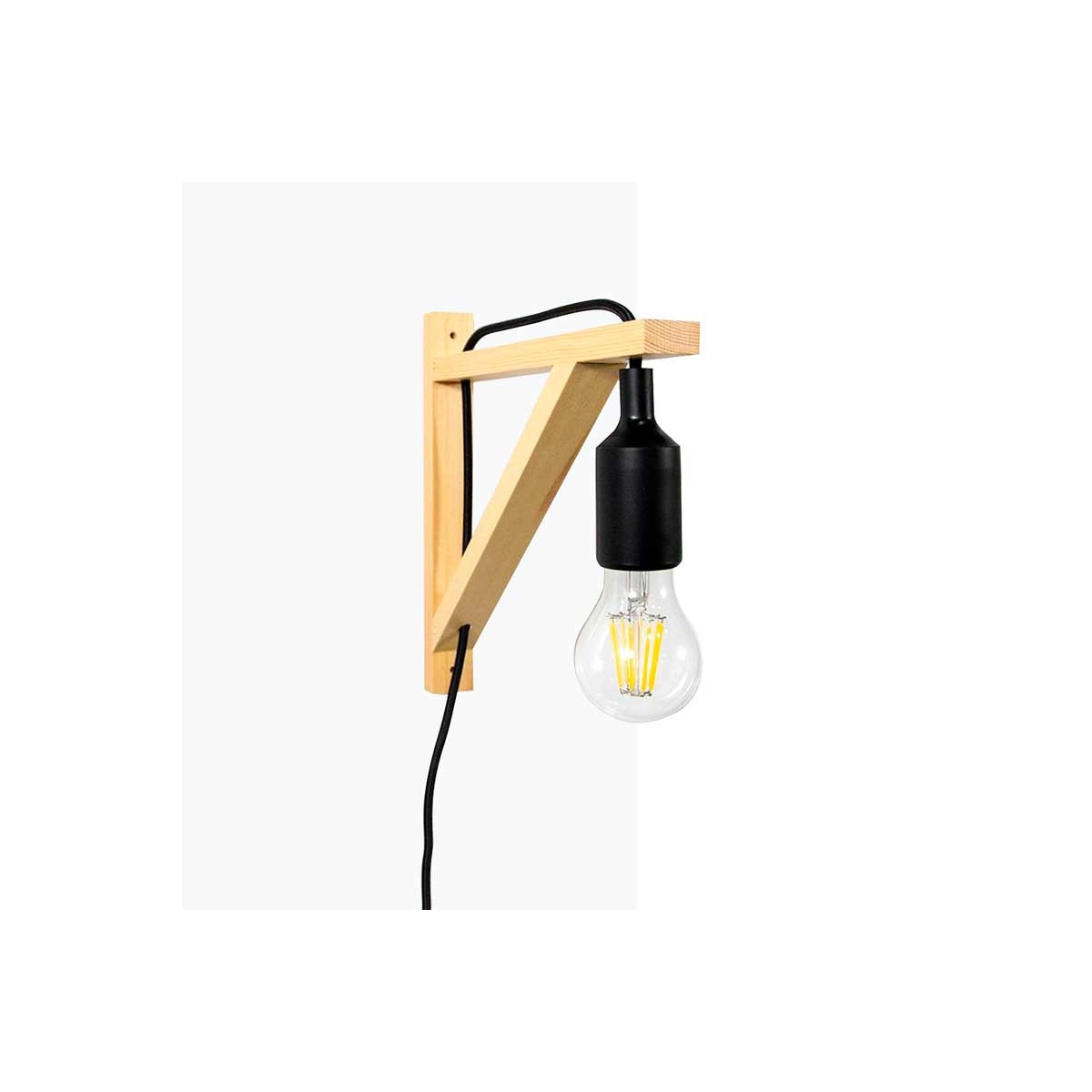 Applique nordica "YOJO" con staffa in legno e lampada a sospensione in silicone
