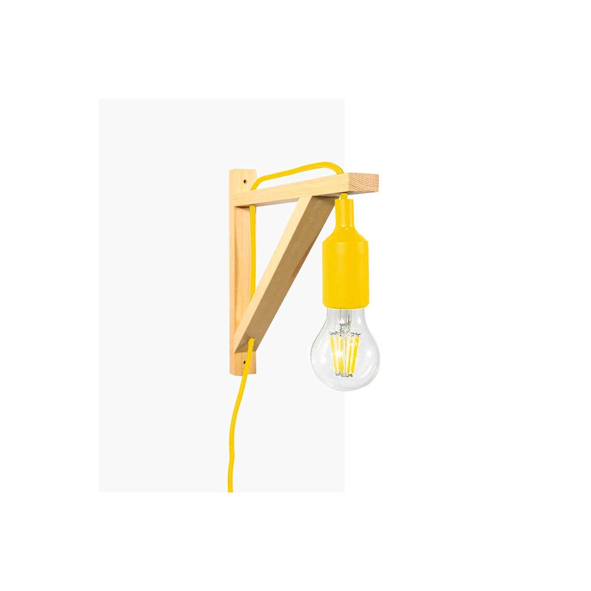 Applique nordica "YOJO" con staffa in legno e lampada a sospensione in silicone