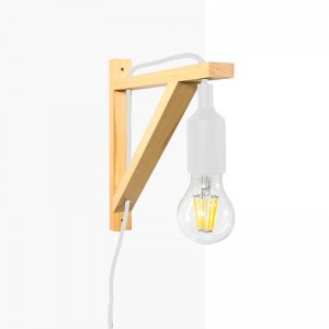 Applique nordica "YOJO" con staffa in legno e lampada a sospensione in silicone