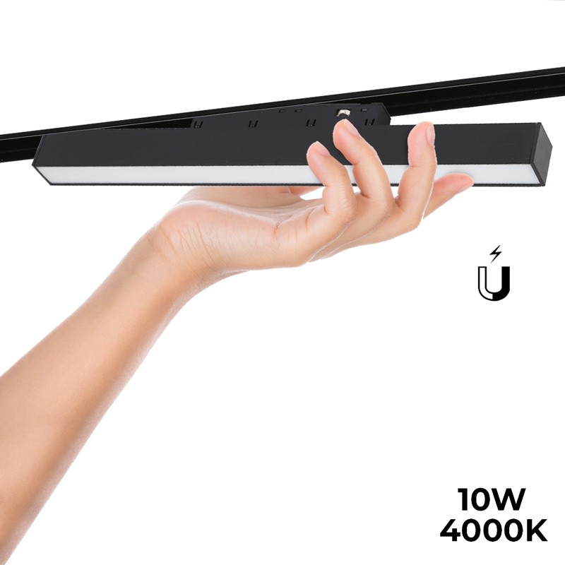 Faretto lineare LED opalino a binario magnetico 48V - 10W - Nero