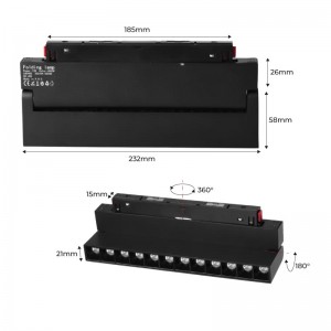 Faretto lineare orientabile LED per binario magnetico 48V - 12W - UGR16