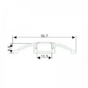 Profilo in alluminio 58x9mm Superficie a forma di mezza luna (2 m)