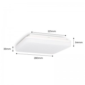 Plafoniera LED da superficie - quadrata bianca 24W 2640LM IP54