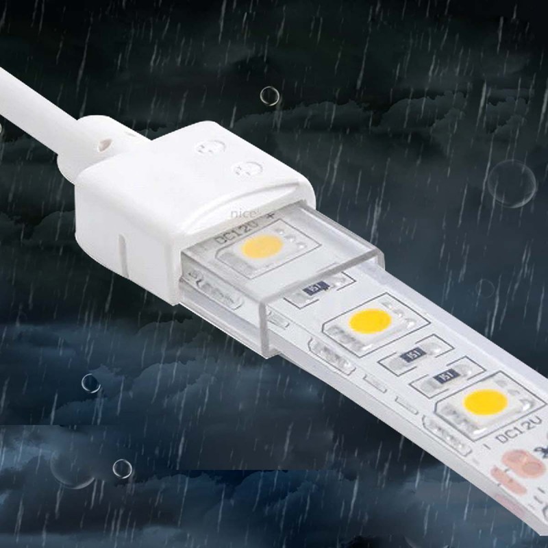 Connettore a tenuta stagna per inizio striscia LED 10 mm - 2 pin - IP68 Connettore a tenuta stagna per inizio striscia LED 10 mm - 2 pin - IP68