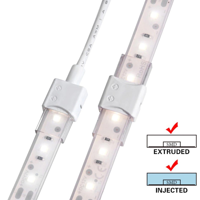 Connettore a tenuta stagna per inizio striscia LED 10 mm - 2 pin - IP68 Connettore a tenuta stagna per inizio striscia LED 10 mm - 2 pin - IP68