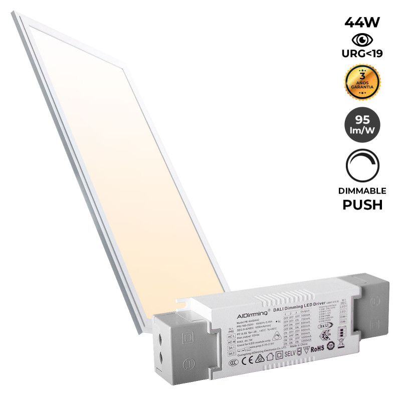 Pannello LED da incasso dimmerabile PUSH 120x30cm 44W 3980LM UGR19 Pannello LED da incasso dimmerabile PUSH 120x30cm 44W 3980LM UGR19