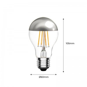 Lampadina Led effetto specchio - argento E27 6W