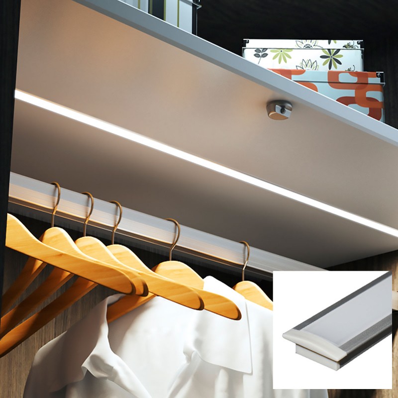 Profilo in alluminio da incasso per striscia LED con diffusore Profilo in alluminio da incasso per striscia LED con diffusore