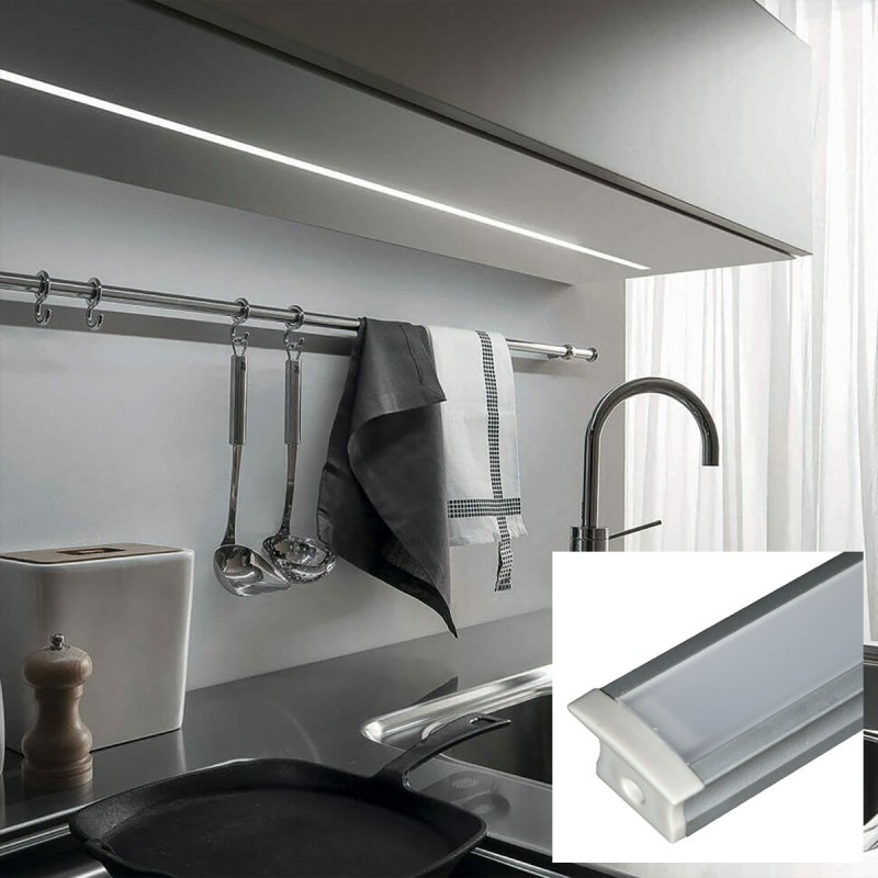 Profilo da incasso in alluminio per striscia LED con diffusore Profilo da incasso in alluminio per striscia LED con diffusore