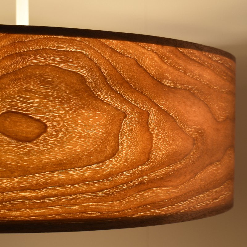 Lampada a sospensione con paralume effetto legno "MATAGALLS" - 3xE27 Lampada a sospensione con paralume effetto legno "MATAGALLS" - 3xE27