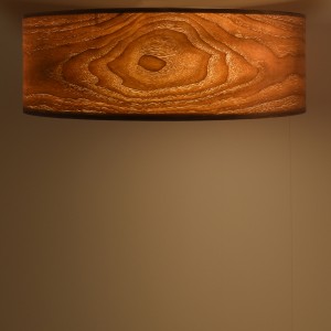 Lampada da soffitto con paralume effetto legno "AGUDES" - 3xE27