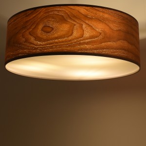 Lampada da soffitto con paralume effetto legno "AGUDES" - 3xE27