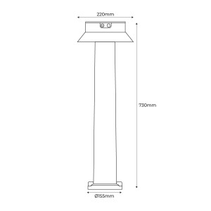 Bolardo solar LED "FELICE 800" 73cm con sensor PIR - 3 modos de funcionamiento - CCT