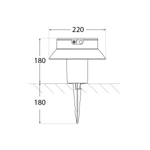 Lampada solare LED con picchetto "FELICE 200 SPIKE" 18cm con sensore PIR - 3 modalità di funzionamento - CCT