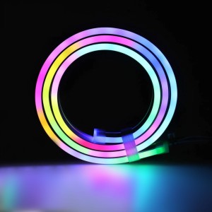 Neon flessibile RGB LED - 24V/DC 4x10mm - 5 metri - Kit completo - IP67 - 11W/m - Curvatura laterale