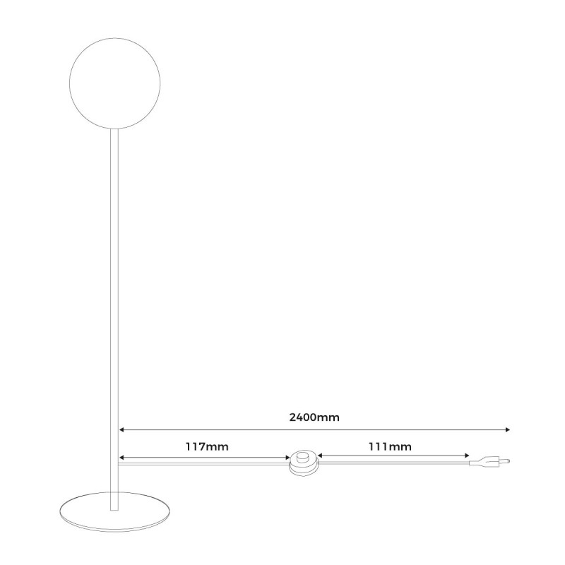 Lampada da terra "BAILEY" con sfera in vetro opalino Lampada da terra "BAILEY" con sfera in vetro opalino