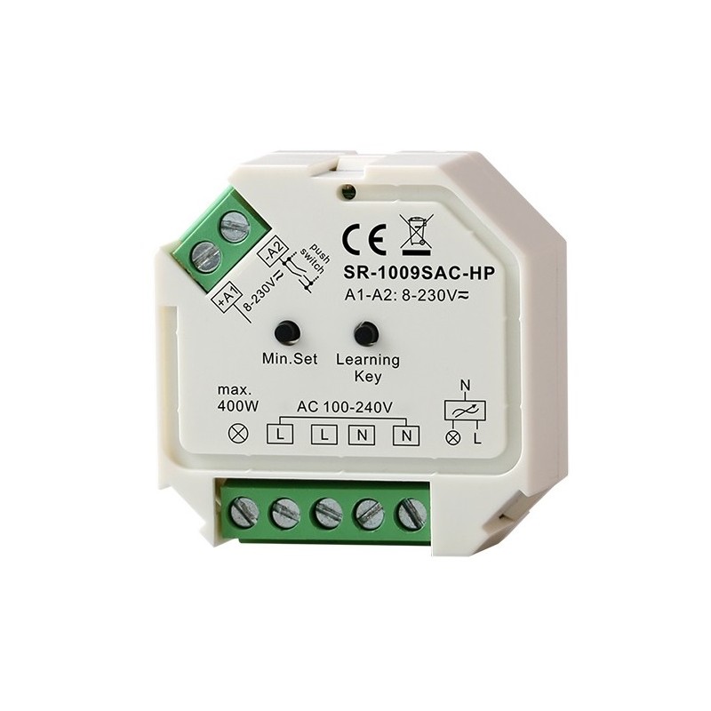 Controllore Mini (RF + PUSH) Triac monocolore 400W max. 230V (1 canale) SUNRICHER - Perfect RF