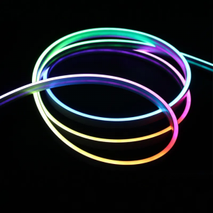 Neon flessibile RGB LED - 24V/DC 4x10mm - 5 metri - Kit completo - IP67 - 11W/m - Curvatura laterale
