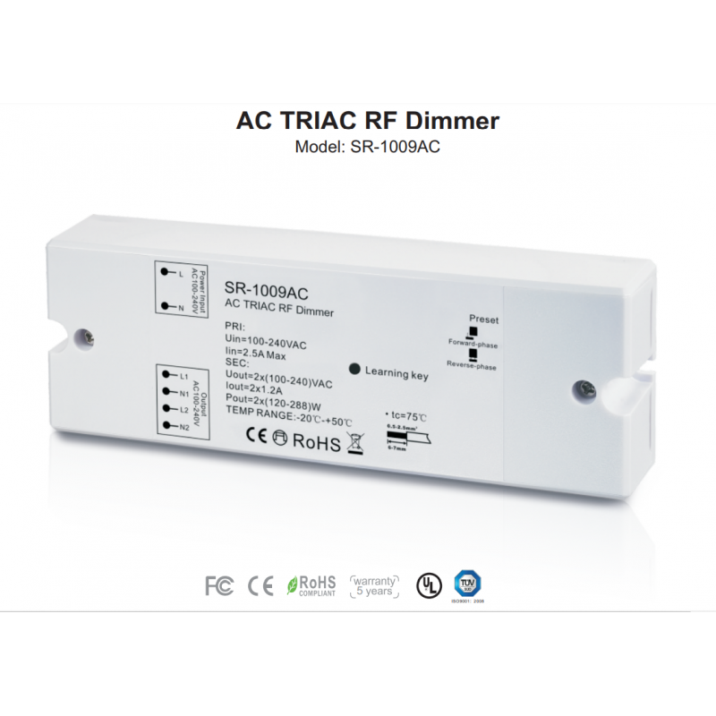 Regolatore dimmerabile monocolore - Dimmer RF TRIAC AC Regolatore dimmerabile monocolore - Dimmer RF TRIAC AC