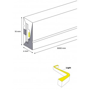 Neon flessibile a LED 24V/DC 4x10mm - 5 metri - Kit completo - IP67 - 11W/m - Curvatura laterale